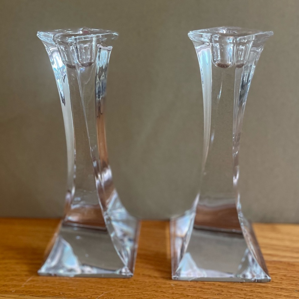 Miller Rogaska Tango Crystal Candlesticks 8” Pair w/ Box Slovenia